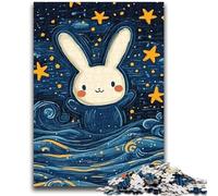 Puzzles pour Adolescents : Lapin Mignon, Ciel Nocturne, Jeu Stimulant et Jeu Familial, décoration Murale, Cadeaux d'anniversaire et de Noël Uniques, 50 x 75 cm