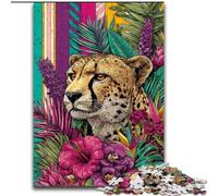 Puzzles pour Adolescents Léopard doré dans Les Fleurs, à partir de 14 Ans Chaque pièce est Unique Jeu Amusant et Stimulant pour Toute la Famille Bon Cadeau (Taille 50x75cm)