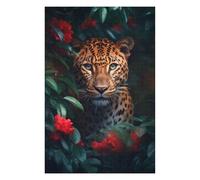 Puzzles pour Adolescents Leopard Green Jungle Roses Puzzles pour Adultes, Jeu De Réflexion, Décoration Intérieure, pour Toute La Famille 75x50cm/1000pcs