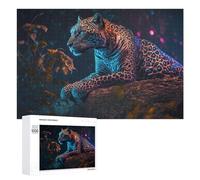 Puzzles pour Adolescents Leopard in The Night Forest Puzzles pour Adultes Jouets Anti-Stress Vacances À La Maison Passer Le Temps Interaction Parent-Enfant 1000 PCS