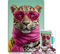Puzzles pour Adolescents Léopard Portant Un Foulard Puzzle Adulte, décoration Murale Artistique et idée Cadeau d'anniversaire pour Amis, Bureau à Domicile (Taille 75x50cm)