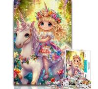 Puzzles pour Adolescents Licorne et Fille, Jeux éducatifs, décoration d'intérieur, Cadeau d'anniversaire, Art Mural (Taille 38x26cm)