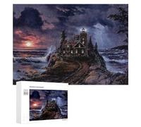 Puzzles pour Adolescents Lighthouse by The Stormy Sea Puzzles pour Adultes Jouets Anti-Stress Vacances À La Maison Passer Le Temps Interaction Parent-Enfant 300 PCS
