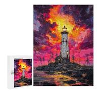 Puzzles pour Adolescents Lighthouse, Fiery Sunset, Sea Casse-têtes pour Adolescents - Jeu De Réflexion - Améliore La Mémoire - Cadeaux De Noël Et d'anniversaire