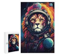 Puzzles pour Adolescents Lion Astronaut in Space Puzzle Anti-Stress pour Adolescents Chaque Pièce Est Unique - Idéal comme Cadeau pour Toute La Famille 1000 PCS