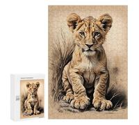 Puzzles pour Adolescents Lion Cub in The Savannah Puzzles pour Adolescents - Décoration Murale - Cadeau Unique pour Anniversaire Et Noël