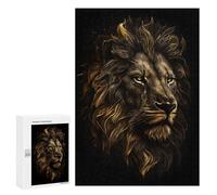 Puzzles pour Adolescents Lion Gold Black Casse-têtes pour Adolescents - Jeu De Réflexion - Améliore La Mémoire - Cadeaux De Noël Et d'anniversaire