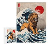 Puzzles pour Adolescents Lion Great Wave Puzzles pour Adultes Jeux Relaxants Qui Améliorent La Mémoire Cadeaux Uniques pour Un Anniversaire Et Noël 500 PCS