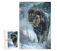 Puzzles pour Adolescents Lion in Winter Snowfall Casse-têtes pour Adolescents - Jeu De Réflexion - Améliore La Mémoire - Cadeaux De Noël Et d'anniversaire