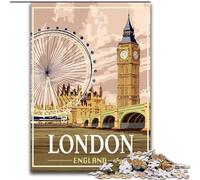 Puzzles pour Adolescents Londres Grande-Bretagne Ville Jeu Stimulant et Jeu Familial Idéal comme Cadeau pour Toute la Famille (38x26cm) 1000 pièces