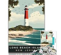 Puzzles pour Adolescents Long Beach Island Puzzle 1000 pièces pour Adultes et Adolescents, Cadeau d'anniversaire, Cadeaux pour et 14 Ans 26x38cm