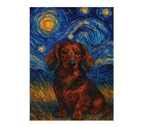 Puzzles pour Adolescents Longhaired Dachshund Starry Night Puzzles pour Adultes : des Jouets À Monter Soi-même, Amusants Et Originaux, Parfaits pour Un Anniversaire Ou Noël