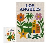 Puzzles pour Adolescents Los Angeles and Hollywood Illustration Casse-têtes pour Adolescents - Jeu De Réflexion - Améliore La Mémoire - Cadeaux De Noël Et d'anniversaire