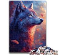 Puzzles pour Adolescents Loup au Coucher du Soleil 1000 pièces, Anti-Stress, séjour, Tuer Le Temps, liste de souhaits avec Le Père Noël (75x50cm)