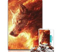 Puzzles pour Adolescents Loup avec feu Puzzles 1000 pièces pour Adultes Adolescents, Jeu Familial Anti-Stress Défi Difficile Cadeaux du Père Noël Secret 50x75cm