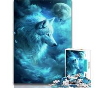 Puzzles pour Adolescents Loup dans l'univers Puzzles pour Adultes 1000 pièces avec Affiche et fiche de Questions-réponses pour Les 14 Ans (50x75cm)