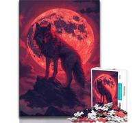 Puzzles pour Adolescents Loup sous la Lune de Sang, Aidez Le Cerveau à exercer des Jouets addictifs pour cultiver la Patience Décoration Parfaite 38X26CM