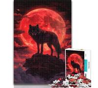 Puzzles pour Adolescents Loup sous la Lune de Sang Puzzles pour Adultes 1000 pièces, idéal comme Cadeau pour Toute la Famille pour Les Enfants de 14 Ans et Plus 50x75cm