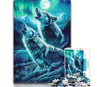 Puzzles pour Adolescents Loups hurlants sur la Montagne Puzzles pour Adultes 1000 pièces, Jeu éducatif pour Anniversaire, Noël pour et 14 Ans 26x38cm