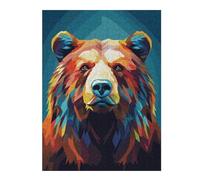 Puzzles pour Adolescents Low Poly Grizzly Bear Puzzle pour Adultes : Jeu Manuel Amusant Et Stimulant, 52x38cm/1000pcs
