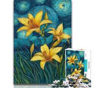 Puzzles pour Adolescents Lys Jaunes dans Le Ciel Nocturne Puzzle 1000 pièces pour Adultes et Adolescents, Entraînez Votre Cerveau et Vos Mains Cadeau d'anniversaire, Cadeaux 26x38cm