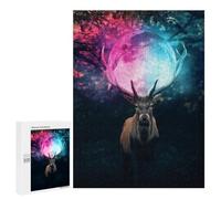 Puzzles pour Adolescents Magical Deer with Moon Antlers Puzzles pour Adultes Jeu Manuel Cadeau d'anniversaire Cadeau d'anniversaire, Cadeaux, 500 PCS