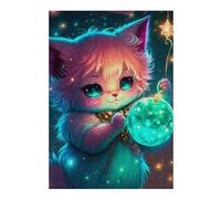 Puzzles pour Adolescents Magical Fantasy Kitten Art Print Jeu De Puzzle Familial, Cadeau d'anniversaire Ou De Noël 1000pcs(38x26cm)