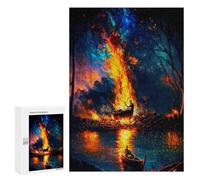 Puzzles pour Adolescents Magical Forest Fire Scene Puzzle Anti-Stress pour Adolescents Chaque Pièce Est Unique - Idéal comme Cadeau pour Toute La Famille 300 PCS