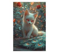 Puzzles pour Adolescents Magical Fox with Peacock Tail Puzzle Adulte, Jeu Familial, Difficile, Cadeau d'anniversaire, Cadeaux, 75x50cm/1000pcs