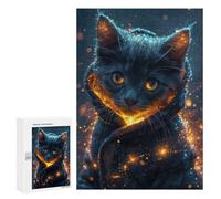 Puzzles pour Adolescents Magical Grey Cat Glowing Puzzles pour Adolescents - Décoration Murale - Cadeau Unique pour Anniversaire Et Noël