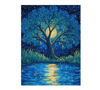 Puzzles pour Adolescents Magical Night Tree Reflections Puzzle pour Adultes, Jeu Manuel, Course De Vitesse, Cadeau d'anniversaire, Cadeaux, 1000pcs(52x38cm)