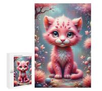 Puzzles pour Adolescents Magical Pink Kitten Fantasy Puzzles pour Adultes À Monter Soi-même, Décorations Murales, Idées Cadeaux pour Toute La Famille 1000 PCS