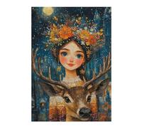 Puzzles pour Adolescents Magical Winter Fantasy with Deer Puzzle pour Adultes, Jeu Manuel, Course De Vitesse, Cadeau d'anniversaire, Cadeaux, 1000pcs(38x26cm) S