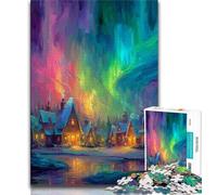 Puzzles pour Adolescents Maisons sous l'aurore Puzzles pour Adolescents, Staycation Kill Time avec des pièces de Formes aléatoires entièrement emboîtables (Taille 75x50cm)