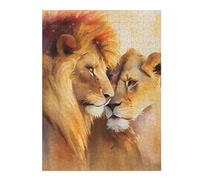Puzzles pour Adolescents Majestic Love Lion Couple Puzzles pour Adolescents, Jouets Anti-Stress, Décoration Murale, Cadeau d'anniversaire, Cadeaux, 52x38cm/1000pcs