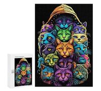 Puzzles pour Adolescents Many Vivid Cats Puzzles pour Adultes, Jouets Anti-Stress, Difficile, Cadeau d'anniversaire, Cadeaux, 300 PCS