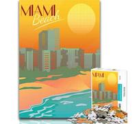 Puzzles pour Adolescents Miami Beach Travel Art Puzzle 1000 pièces pour Adultes et Adolescents, Anti-Stress Staycation Kill Time Cadeau Amusant 75x50cm