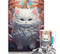 Puzzles pour Adolescents Mignons Petits Chatons Blancs Puzzles pour Adultes 1 000 pièces Difficiles idéal comme Cadeau pour Toute la Famille Convient aux Enfants de 14 Ans et Plus (50x75cm)