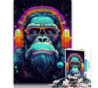 Puzzles pour Adolescents Monkey DJ Music 1000 pièces, Jeux éducatifs, décoration d'intérieur, Convient pour la décoration de Bureau (Taille 75x50cm)