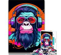 Puzzles pour Adolescents Monkey DJ Music 1000 pièces pour Adultes et Adolescents Jouets éducatifs Jeux Anti-Stress Collection d'artistes Beaux-Arts (50x75cm)