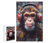 Puzzles pour Adolescents Monkey with Headphones Puzzles pour Adolescents - Décoration Murale - Cadeau Unique pour Anniversaire Et Noël