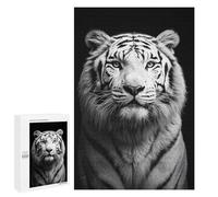 Puzzles pour Adolescents Monochrome Tiger Portrait Puzzles pour Adultes Jeux Manuels Cadeaux pour Femmes Stimule Le Cerveau 1000 PCS