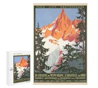 Puzzles pour Adolescents Mont Blanc Vintage Travel Print Puzzles pour Adultes, Jeu Manuel, Course De Vitesse, Activités Amusantes À La Maison, 1000 PCS