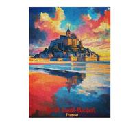 Puzzles pour Adolescents Mont Saint Michel Art Puzzles pour Adolescents, Jouets Anti-Stress, Décoration Murale, Cadeau d'anniversaire, Cadeaux, 52x38cm/1000pcs