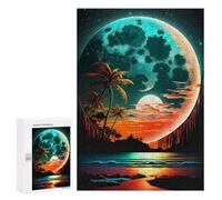 Puzzles pour Adolescents Moonlit Beach Paradise Puzzles pour Adultes Jeux De Détente Cadeaux pour Femmes Idéal comme Cadeau pour Toute La Famille 300 PCS