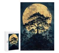 Puzzles pour Adolescents Moonlit Tree Silhouette Puzzle Adulte - Décoration Murale - Découpe De Précision pour Les Gamers 300 PCS