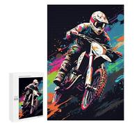 Puzzles pour Adolescents Motocross Rider Action Art Casse-tête pour Adolescents : Analyse Et Logique, Difficile Et Stimulant, Idéal comme Cadeau 1000 PCS