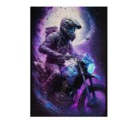 Puzzles pour Adolescents Motorcycle Rider Moonlit Night Jeu De Puzzle Familial, Cadeau d'anniversaire Ou De Noël 1000pcs(38x26cm)