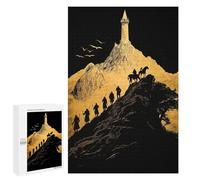 Puzzles pour Adolescents Mountain Journey to Tower Silhouette Art Jeu De Puzzle Familial pour Adultes, Amusant Et Humoristique, Activités À Faire À La Maison, 1000 PCS