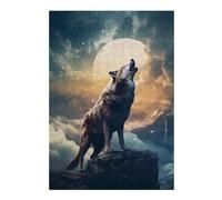 Puzzles pour Adolescents Mystic Moon Wolf Puzzles pour Adolescents, Jouets Anti-Stress, Décoration Murale, Cadeau d'anniversaire, Cadeaux, 38x26cm/1000pcs